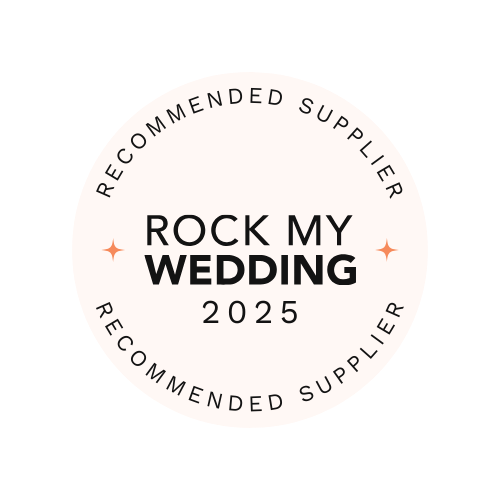 Logo for "Rock My Wedding 2025", indicating a recommended supplier.